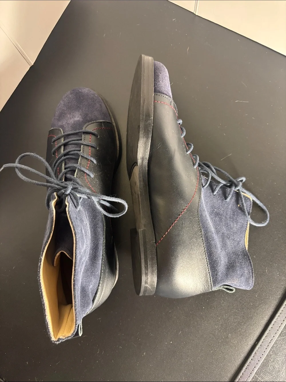 Men's Navy Suede & Black Leather Chukka Boots